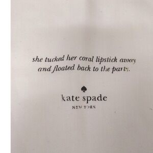 Kate Spade New York White Cotton Drawstring Purse Dust Bag 12x10.5 Quote Print